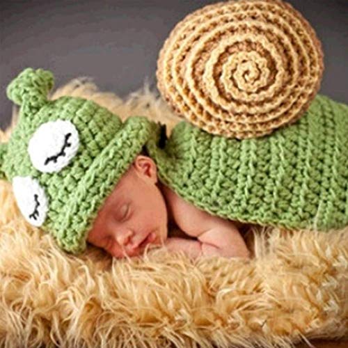 Schneespitze FotografíA Del ReciéN Nacido Atrezzo Accesorios de fotografia,Apoyo De La Foto Del Bebé Ropa FotografíA Infantil unisex para 3-10 meses bebé,Caracol Verde