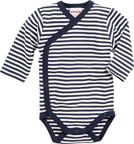 Schnizler Wickel-Body, Langarm, 2er Pack Wal, Oeko-Tex Standard 100, Body Bebé niños, Azul (Marine/weiß), 62