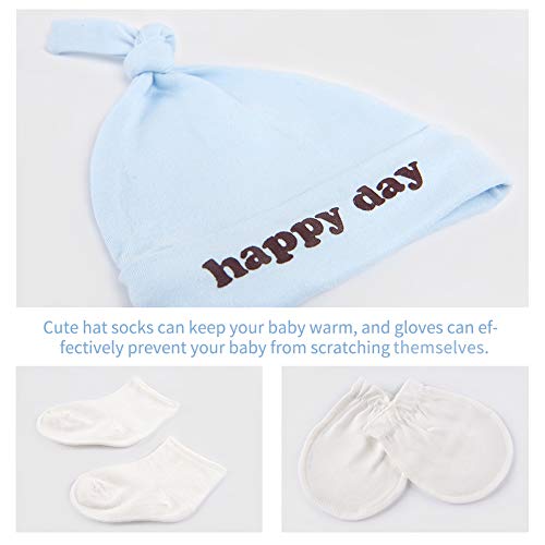 Sets de Regalos para Recién Nacidos Baby Ropa de Equipo Inicial de Regalo para Baño con 10 piezas para Niños Pequeños Niñas (Azul, Niño)