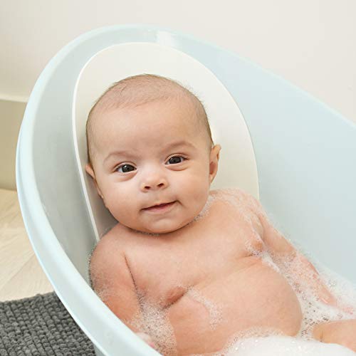 Shnuggle - Bañera para bebé de hasta 12 meses con tapón en la parte inferior, azul agua con respaldo blanco, 1,2 kg