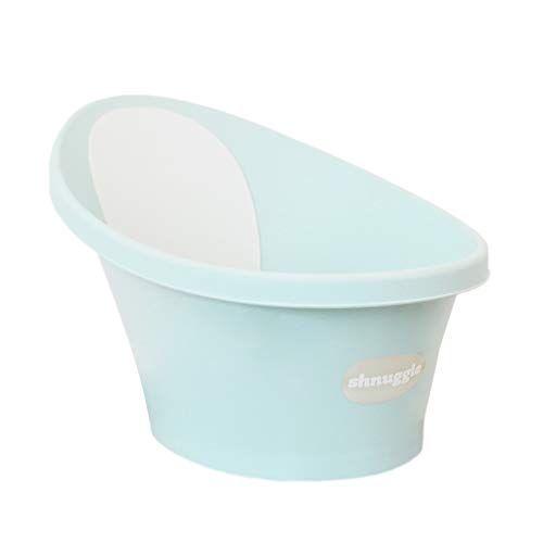 Shnuggle - Bañera para bebé de hasta 12 meses con tapón en la parte inferior, azul agua con respaldo blanco, 1,2 kg