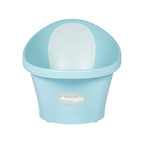 Shnuggle - Bañera para bebé de hasta 12 meses con tapón en la parte inferior, azul agua con respaldo blanco, 1,2 kg