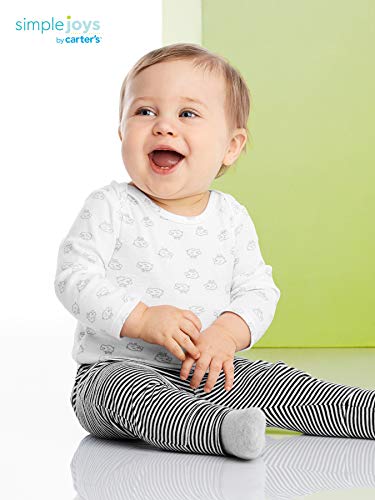 Simple Joys by Carter's Baby paquete de 4 pantalones ,Gray/Gray Stripe ,Bebé prematuro