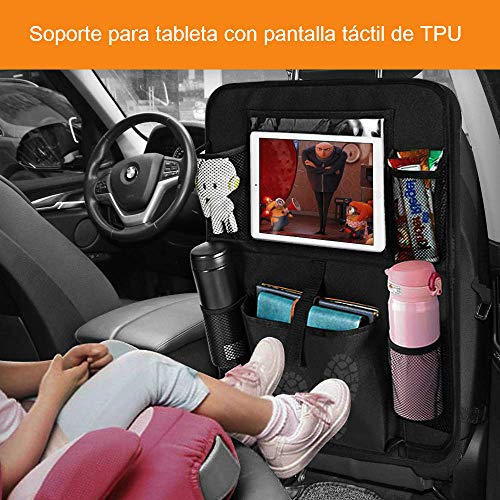 Sisleyhome Organizadores para Coche, 2 Piezas de Protectors del Respaldo del Asiento del Coches, Bolsillos Grandes y Soporte para Tableta iPad.