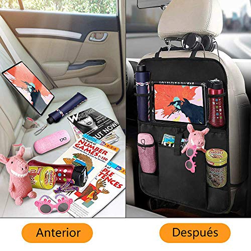 Sisleyhome Organizadores para Coche, 2 Piezas de Protectors del Respaldo del Asiento del Coches, Bolsillos Grandes y Soporte para Tableta iPad.