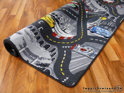 Snapstyle Alfombra Carretera Infantil de Juegos Disney Cars - Gris 17 tamaños