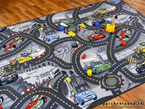 Snapstyle Alfombra Carretera Infantil de Juegos Disney Cars - Gris 17 tamaños