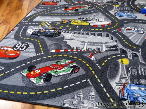 Snapstyle Alfombra Carretera Infantil de Juegos Disney Cars - Gris 17 tamaños