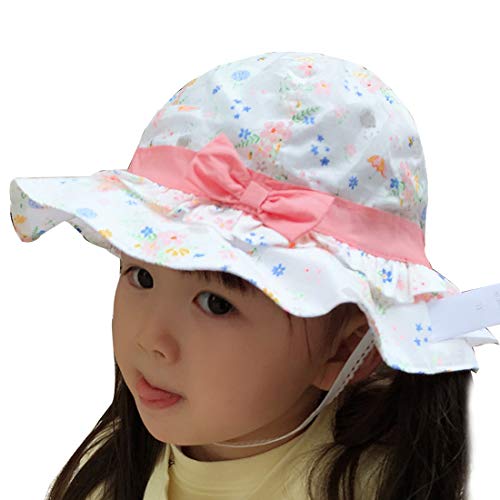 Snyemio Sombrero de Sol Niña Algodón Pescar Gorro Estampado Flores Verano Anti UV Solar para Viaje Playa Piscina