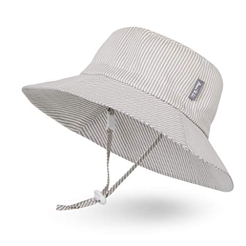 Sombrero de Sol para Bebé Niña Niño Infantil Niños Pequeños Unisexo Ajustable Sombrero Bob Protección Solar UPF 50-M:Rayas Marrones