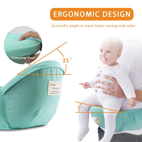 SONARIN 3 en 1 Multifuncional Hipseat Baby Carrier, Portador de bebé,Anverso y Reverso,100% Algodón,Ergonómica, Tamaño Libre,100% GARANTIZADO y ENTREGA GRATUITA, Ideal Regalo(Verde)