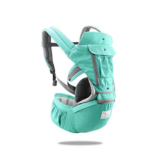 SONARIN 3 en 1 Multifuncional Hipseat Baby Carrier, Portador de bebé,Anverso y Reverso,100% Algodón,Ergonómica, Tamaño Libre,100% GARANTIZADO y ENTREGA GRATUITA, Ideal Regalo(Verde)