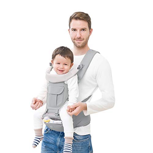 SONARIN 3 en 1 Multifuncional Hipseat Baby Carrier, Portador de bebé,Sling frontal para bebés,Ergonómica,Todas las estaciones,100% GARANTIZADO y ENTREGA GRATUITA, Ideal Regalo(Gris)