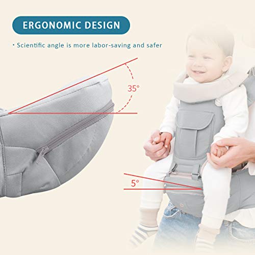 SONARIN 3 en 1 Multifuncional Hipseat Baby Carrier, Portador de bebé,Sling frontal para bebés,Ergonómica,Todas las estaciones,100% GARANTIZADO y ENTREGA GRATUITA, Ideal Regalo(Gris)