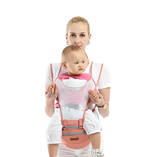 SONARIN 360 ° respirable Premium Hipseat Baby Carrier, Portador de bebé,Ergonómico,Bolso de la momia,Respaldo de malla transpirable,Adaptado al crecimiento de su hijo,Ideal Regalo(Rosado)