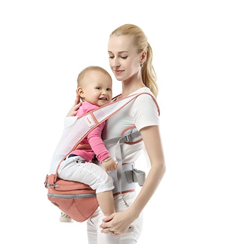 SONARIN 360 ° respirable Premium Hipseat Baby Carrier, Portador de bebé,Ergonómico,Bolso de la momia,Respaldo de malla transpirable,Adaptado al crecimiento de su hijo,Ideal Regalo(Rosado)