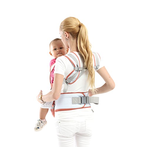 SONARIN 360 ° respirable Premium Hipseat Baby Carrier, Portador de bebé,Ergonómico,Bolso de la momia,Respaldo de malla transpirable,Adaptado al crecimiento de su hijo,Ideal Regalo(Rosado)