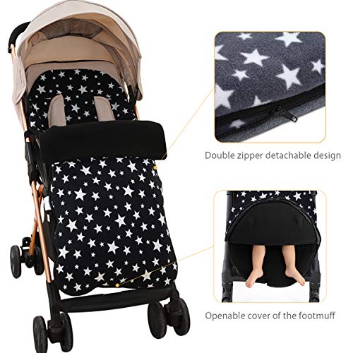 SONARIN Saco Silla de Paseo universal,Protección antideslizante,Cosy Toes,Forro Polar térmico Deluxe(Negro)