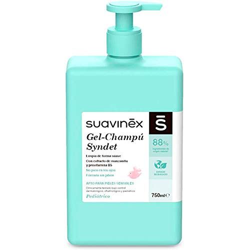 Suavinex, Gel Champú Syndet para Bebé Sin Jabón. Apto Para Pieles Sensibles, 750ml