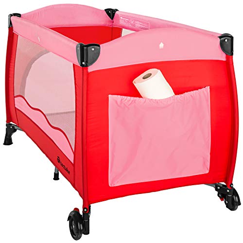 TecTake Cuna de viaje bebe plegable con bolsa de transporte - disponible en diferentes colores - (Rosa | no. 402415)