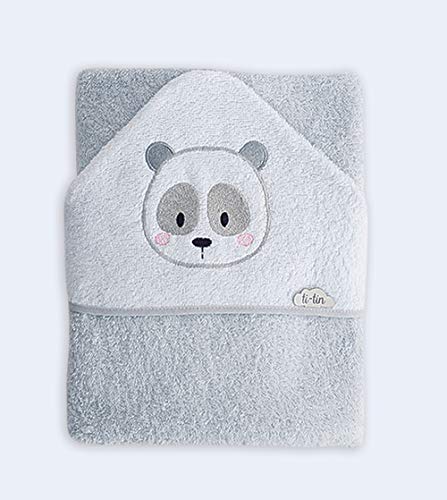 Ti-tín, Capa de Baño Bebe Toalla 100x100 OSO PANDA Gris