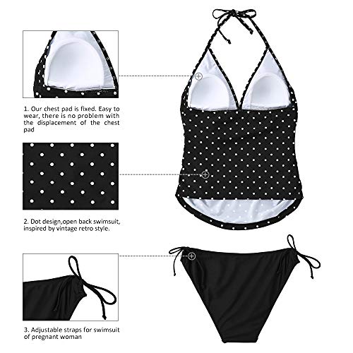 Traje de baño de Maternidad Verano Mae triángulo Halter Bikini Punto Negro Large