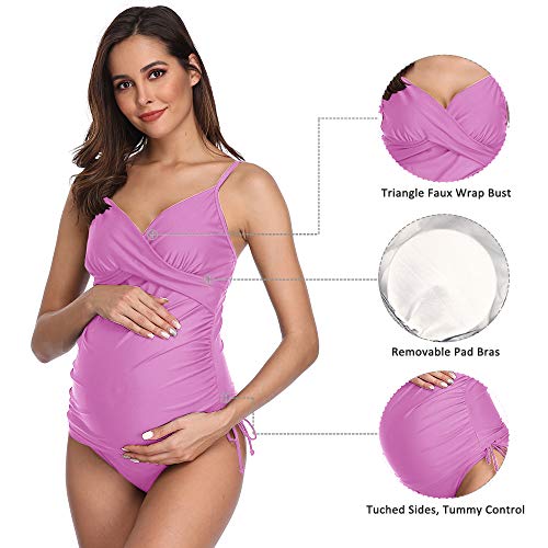 Traje de baño Mujer Maternidad Premamá Deportes Tankini de Dos Piezas Rosa XL