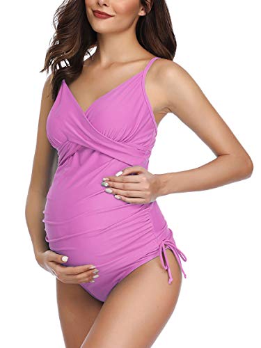 Traje de baño Mujer Maternidad Premamá Deportes Tankini de Dos Piezas Rosa XL