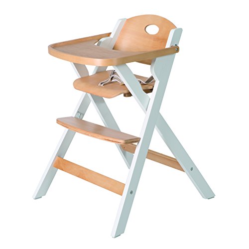 Trona plegable roba, ahorra espacio al plegarse, trona para bebé y silla infantil en madera natural y blanco