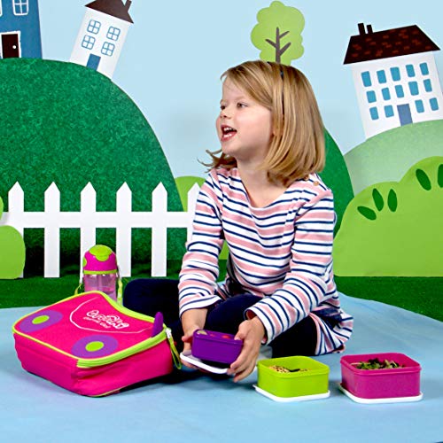 Trunki Set infantil de 3 tuppers para snacks - Trixe rosa, verde y violeta