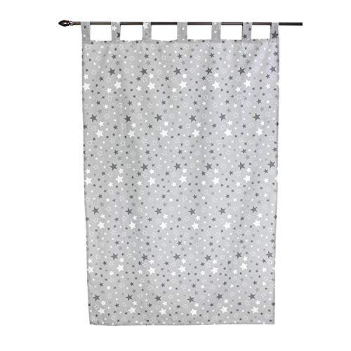 TupTam Cortinas con Trabillas para Habitación Infantil, Estrellas Gris/Blanco, c. 155x100 cm