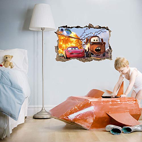 ufengke Pegatinas de Pared 3D Coches Pared Rota Vinilos Adhesivos Pared Decorativos para Habitación Infantiles Niños Bebé