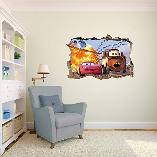 ufengke Pegatinas de Pared 3D Coches Pared Rota Vinilos Adhesivos Pared Decorativos para Habitación Infantiles Niños Bebé