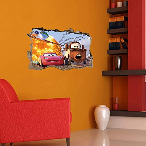 ufengke Pegatinas de Pared 3D Coches Pared Rota Vinilos Adhesivos Pared Decorativos para Habitación Infantiles Niños Bebé