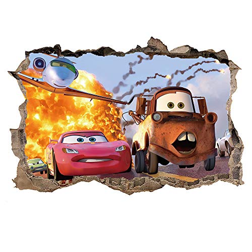 ufengke Pegatinas de Pared 3D Coches Pared Rota Vinilos Adhesivos Pared Decorativos para Habitación Infantiles Niños Bebé