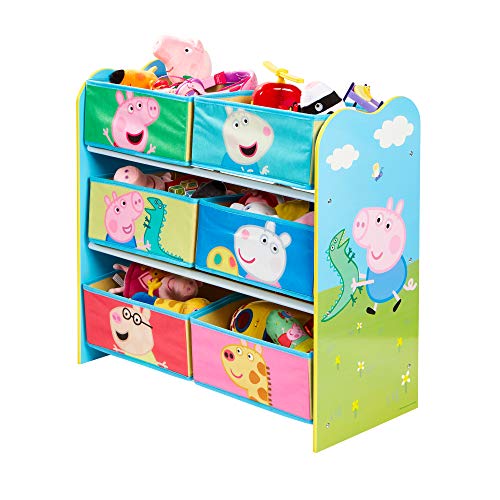 Unidad de almacenamiento de juguetes para niños Peppa Pig, dimensiones construidas (aproximadas): 60 cm de alto x 63,5 cm de ancho x 30 cm de profundidad.