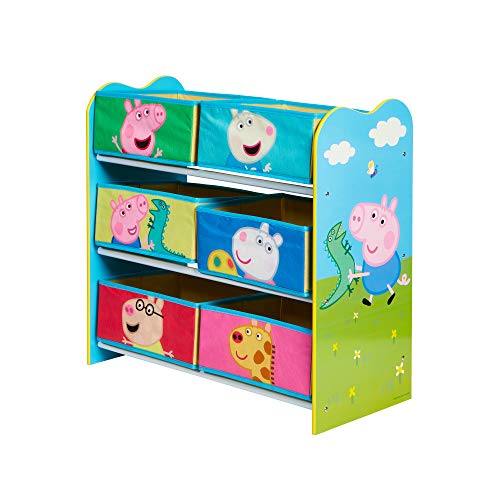 Unidad de almacenamiento de juguetes para niños Peppa Pig, dimensiones construidas (aproximadas): 60 cm de alto x 63,5 cm de ancho x 30 cm de profundidad.