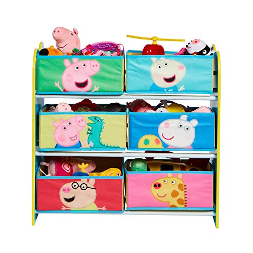 Unidad de almacenamiento de juguetes para niños Peppa Pig, dimensiones construidas (aproximadas): 60 cm de alto x 63,5 cm de ancho x 30 cm de profundidad.