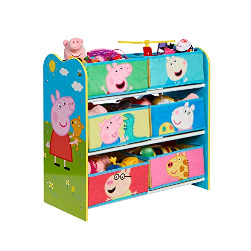 Unidad de almacenamiento de juguetes para niños Peppa Pig, dimensiones construidas (aproximadas): 60 cm de alto x 63,5 cm de ancho x 30 cm de profundidad.