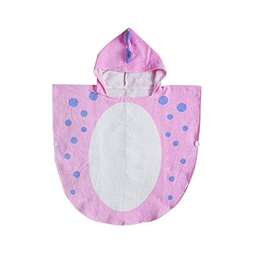 UULMBRJ Toalla de baño para niños, toalla de baño con capucha de dinosaurio, toalla de baño para playa, poncho de natación para niños y niñas, algodón, Rosa, Large