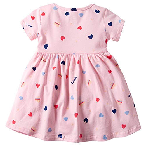 Vestido Niña Ropa Bebé Vestidos Manga Corta Princesa Verano Flor Impreso Traje Forma Corazon Rosado 3-6 Meses