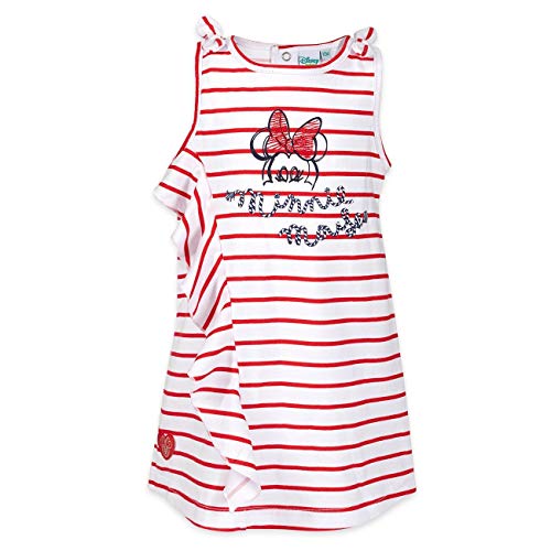 Vestido para bebé de Disney, para niña, rojo y blanco, diseño: Minnie Mouse, vestido con volantes y rayas para recién nacidos y niños pequeños. Tamaño: