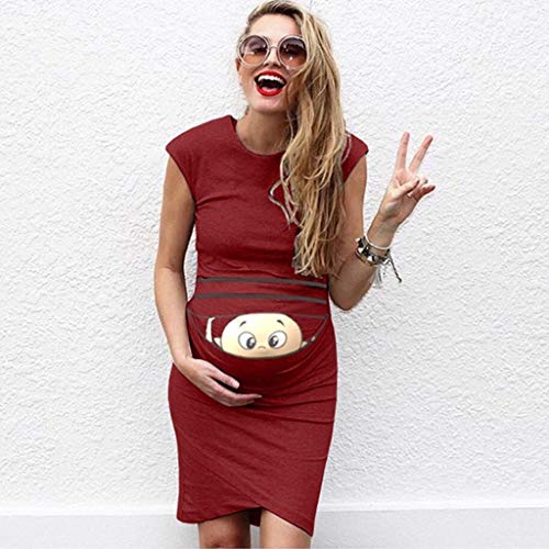 Vestidos sin Mangas de Mujer Ropa premamá Vestido de Maternidad Moda Estampado Baby Falda Larga Mujeres Embarazadas Suelto Casuales Woman Dress Verano MMUEJRY