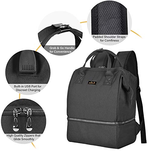 Viedouce Mochilas para Pañales Biberones, Oxford Bolso Pañal de Gran Capacidad,Bolsas para Picnic,Bolsa de Almuerzo,Multifuncional Mochila de Viaje con Puerto Carga USB & 2 Correa Hombro Ajustable