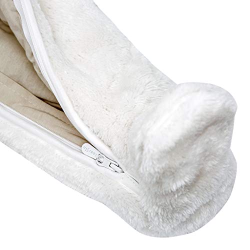 Vine Traje de Nieve Bebé Fleece Ropa de Invierno Footed Peleles Niños Niñas Cálido Mameluco con Capucha, Blanco 6-9 Meses