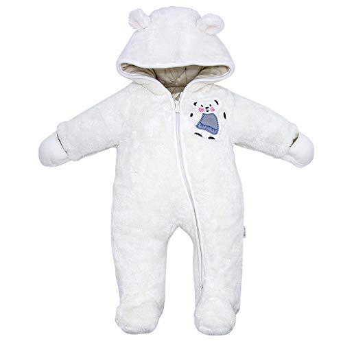 Vine Traje de Nieve Bebé Fleece Ropa de Invierno Footed Peleles Niños Niñas Cálido Mameluco con Capucha, Blanco 6-9 Meses