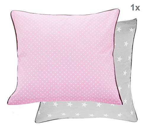 Vizaro - Funda Cojín para Bebé-Niño - 30x30cm - Para Cuna, Cama infantil habitación bebé - - Algodón Puro - Hecho UE, OekoTex - Estrellitas Rosa