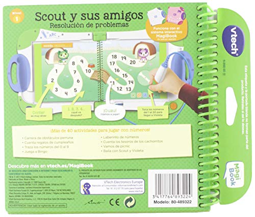 VTech- Libro para Magibook Scout y Sus Amigos, aprende en casa, números y resolución de Problemas con más de 40 Actividades y Cientos de interacciones, Nivel 1, 2-5 años (3480-480722)