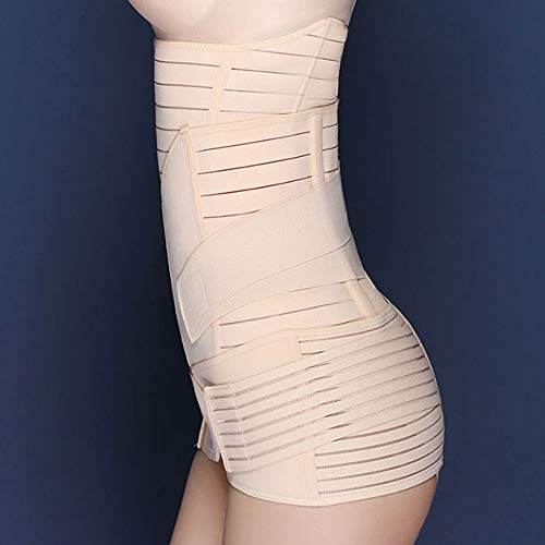 WANYIG Faja Postparto Reductora 3 en 1 Cinturón cómoda de Vientre/Cintura/Pelvis para Mujer y Maternidad Transpirable Elástica (Beige, L)