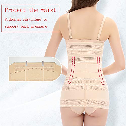 WANYIG Faja Postparto Reductora Mujer 3 en 1 Transpirable Elástico Recuperación Post-Parto Vientre/Cintura/Soporte Pélvico Cinturón Transpirable Elástico (Beige, M)